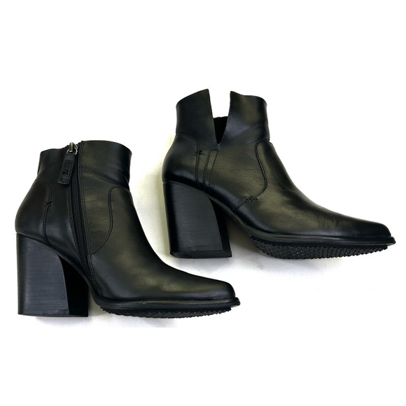Kelsi Dagger Brooklyn Womens Black Leather Block Heels Ankle Boots Size 7.5 - Picture 5 of 10